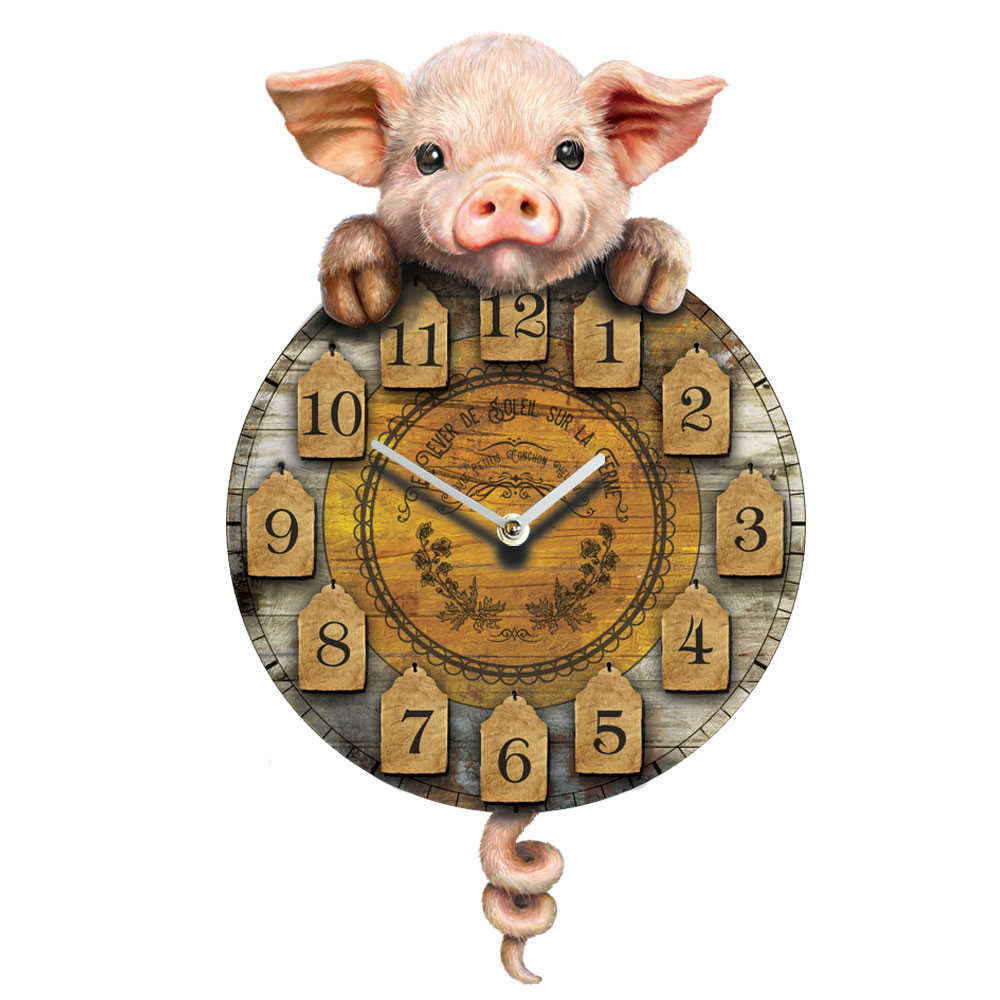 Nemesis Now - Piggin' Tickin' Wanduhr - Braun/Rosa